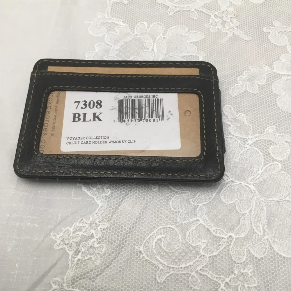 Jack Georges Black Leather Card Holder
